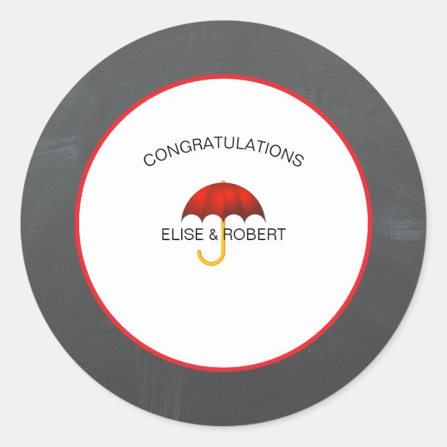 Pegatina Redonda Felicitaciones de Baby Shower Red and Black (Anverso)