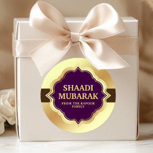 Pegatina Redonda Felicitaciones de Boda Shaadi Mubarak Sticker