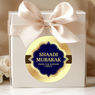 Pegatina Redonda Felicitaciones de Boda Shaadi Mubarak Sticker