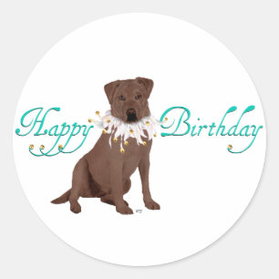 Pegatina Redonda Felicitaciones de cumpleaños para Labrador Retriev