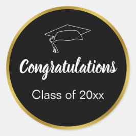 Pegatina Redonda Felicitaciones Graduación de la clase Black White