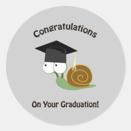 Pegatina Redonda Felicitaciones por tu caracol de graduación