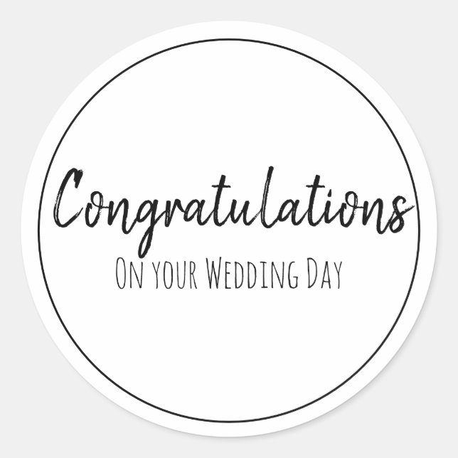 Pegatina Redonda Felicitaciones por tu día de bodas (Anverso)