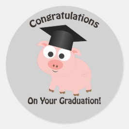 Pegatina Redonda ¡Felicitaciones por tu graduación! Cerdo