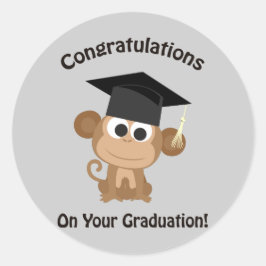 Pegatina Redonda felicitaciones por tu mono de graduación