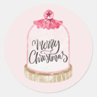 Feliciz Navidad Cúpula de Vidrio Rosa