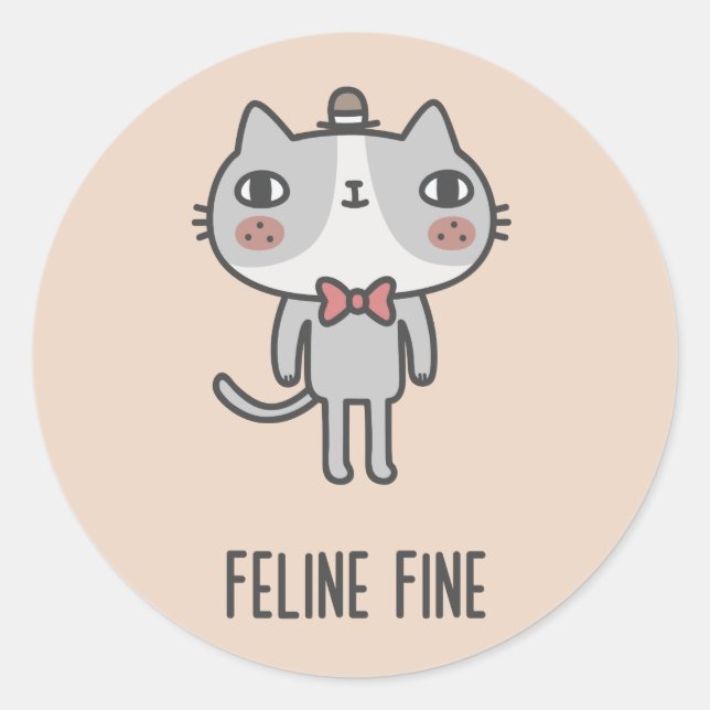 Pegatina Redonda Feline Fine (Anverso)