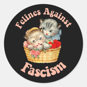 Pegatina Redonda Felinos contra el fascismo