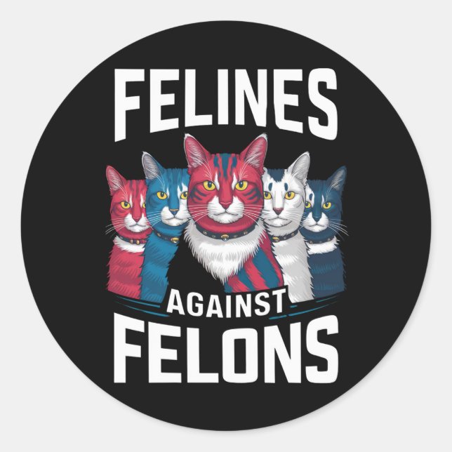 Pegatina Redonda Felinos contra los Felinos (Anverso)