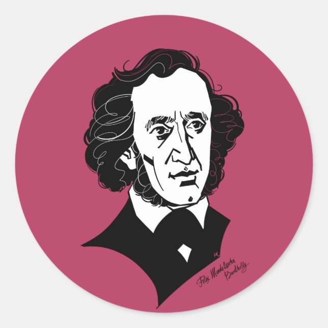 Pegatina Redonda Felix Mendelssohn Bartholdy (Anverso)