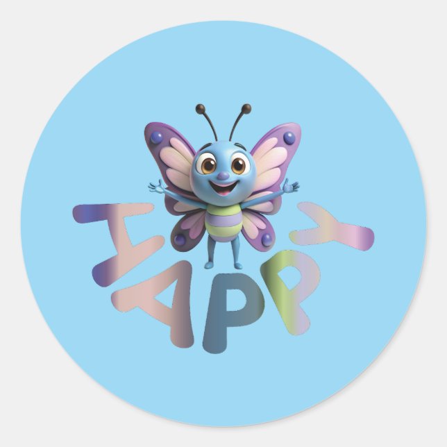 PEGATINA REDONDA FELIZ (Anverso)