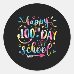 Pegatina Redonda Feliz 100° Día De Camisa Escolar Para Estudiantes