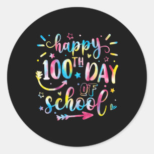 Pegatina Redonda Feliz 100° Día De Camisa Escolar Para Estudiantes