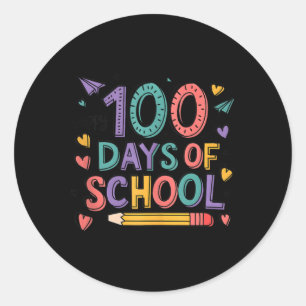 Pegatina Redonda Feliz 100° día de clases 100 días