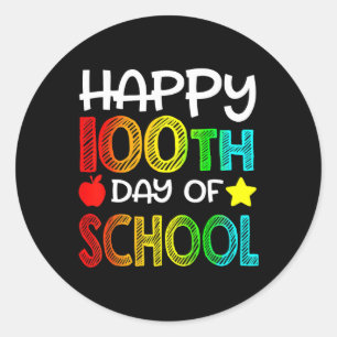 Pegatina Redonda Feliz 100° Día De Enseñanza 100 Días Escolares