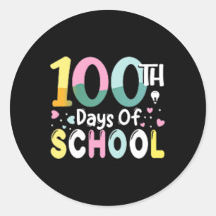 Pegatina Redonda Feliz 100° Día De La Escuela