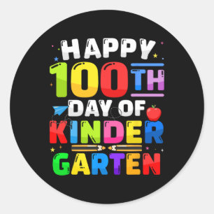 Pegatina Redonda Feliz 100° Día de la Infancia 100 días de enseñanz