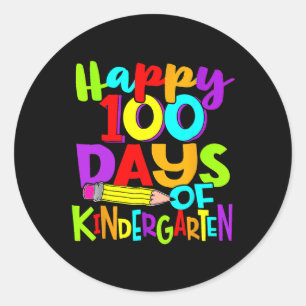 Pegatina Redonda Feliz 100° Día De La Infancia 100 Días De Escuela