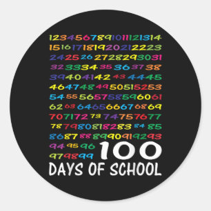 Pegatina Redonda Feliz 100° Día De Los Niños Maestros 100 Días De