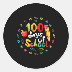 Pegatina Redonda Feliz 100° día de los profesores escolares 100 día