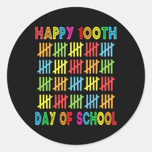 Pegatina Redonda Feliz 100° Día De Regalo De Estudiantes Escolares