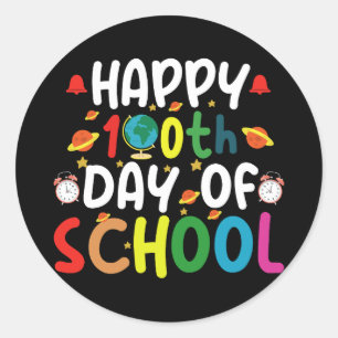 Pegatina Redonda Feliz 100° Día del Estudiante Escolar