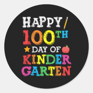 Pegatina Redonda Feliz 100° Día del Jardín de Niños Feliz 100° Día