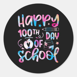 Pegatina Redonda Feliz 100° Día Del Maestro Escolar 100 Días De Sch