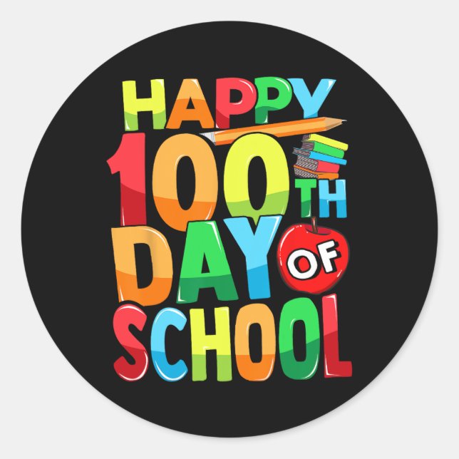 Pegatina Redonda Feliz 100° Día del Maestro Infantil (Anverso)