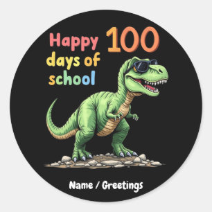 Pegatina Redonda Feliz 100 días de celebración escolar más intelige