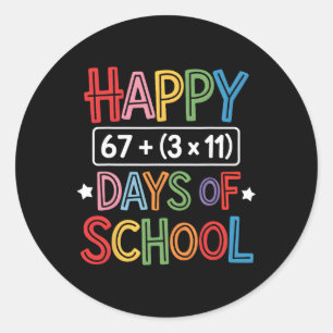 Pegatina Redonda Feliz 100 Días De Colegio Ecuación Matemática Prof