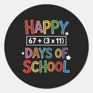 Pegatina Redonda Feliz 100 Días De Colegio Ecuación Matemática Prof