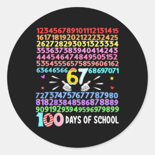 Pegatina Redonda Feliz 100 Días De Colegio Más Inteligente 67 Profe