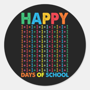 Pegatina Redonda Feliz 100 Días De Escuela Matemáticas Números Niño
