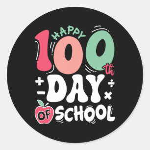 Pegatina Redonda Feliz 100 Días De Maestros Escolares 100 Días De S
