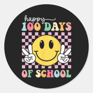 Pegatina Redonda Feliz 100 Días De Sonrisa Escolar Chica 10