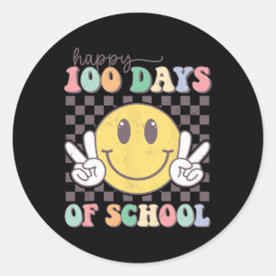 Pegatina Redonda Feliz 100 Días De Sonrisa Escolar Chica 10