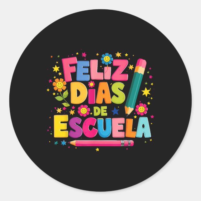 Pegatina Redonda Feliz 100 Diaz De Escuela 100º Día de la Escuela E (Anverso)