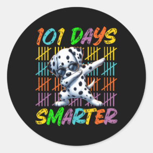 Pegatina Redonda Feliz 101 días a la escuela matando al perro 100 d