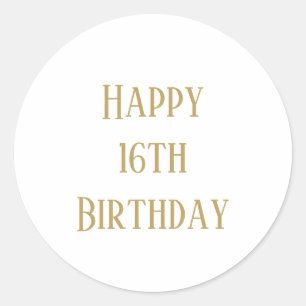 Pegatina Redonda Feliz 16º cumpleaños Dieciséis Personalizados Edad
