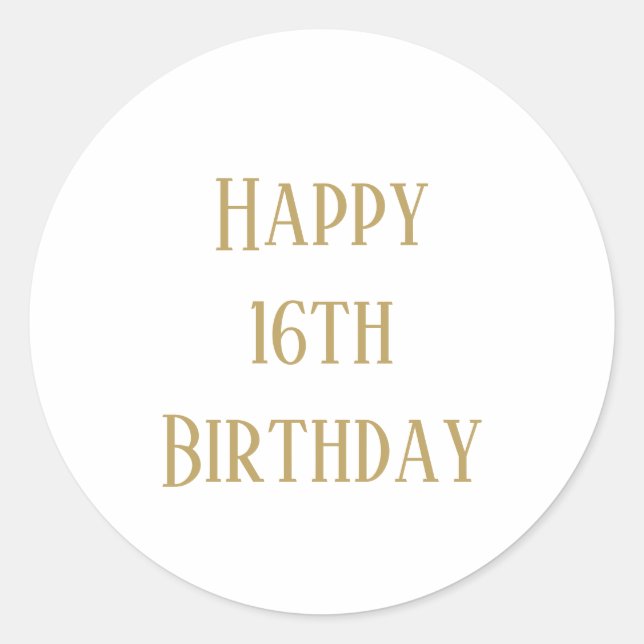 Pegatina Redonda Feliz 16º cumpleaños Dieciséis Personalizados Edad (Anverso)