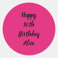 Feliz 16º cumpleaños Pink Black Custom Name Girly