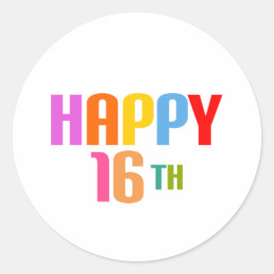 Pegatina Redonda Feliz 16.º