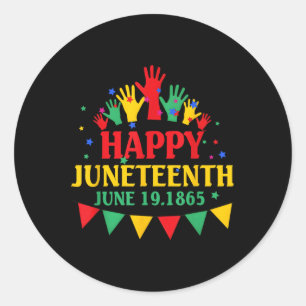Pegatina Redonda Feliz 19 de junio de 1865 African American Bla
