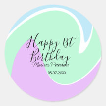 Feliz 1er cumpleaños derrame acrílico rosa verde a