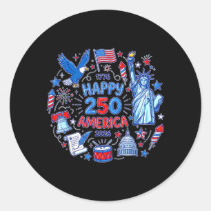 Pegatina Redonda Feliz 250 Aniversario de América 1776-2026