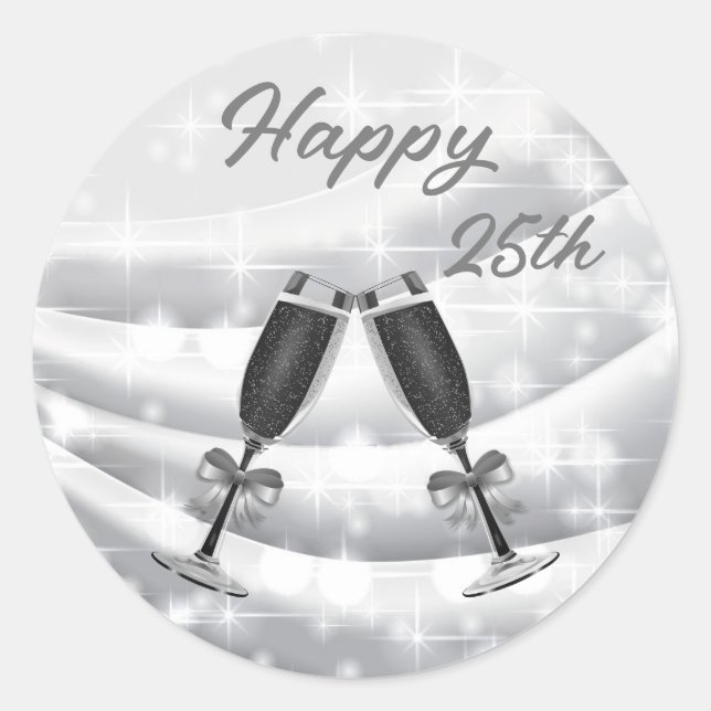Pegatina Redonda Feliz 25 Aniversario (Anverso)