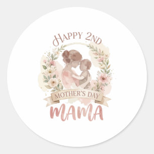 Pegatina Redonda Feliz 2do Día de las Madres Mamá para Hombres Muje
