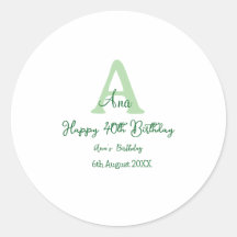 Feliz 40 cumpleaños verde añadir nombre monograma 