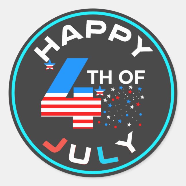 Pegatina Redonda Feliz 4 De Julio-97958 (Anverso)